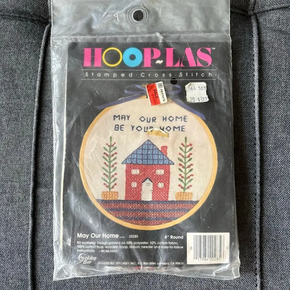 May Our Home Be Your Home Vintage Stamped Cross Stitch Kit by Golden Bee - 1980s